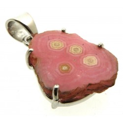 Rhodochrosite Gemstone Sterling Silver Pendant 12